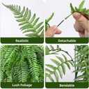 Artificial Hanging Plants Outdoor, UV Resistant Fake Fern Faux Greenery for Outside Planter Patio Home Garden Decor (5 Branches&1 Basket)