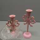 Mumufy 2 Pcs Pink Bow Taper Candlestick Holders Tall Pillar Candle Holders Decorative Candlestick Holder for Home Decor, Wedding, Dinning, Party, 2 Size 10 Inch 8 Inch, Single Sided Bow