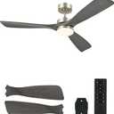 VONLUCE Ceiling Fans with Lights, 52 Inch Ceiling Fan and Remote, 6 Speed Reversible Noiseless DC Motor, 3CCT, Wood Ceiling Fan for Outdoor Indoor Farmhouse Patios, Grey