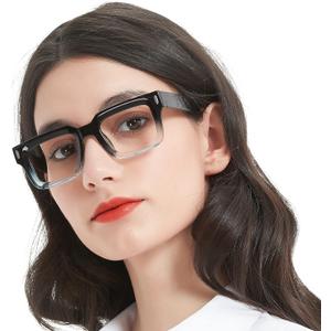 MARE AZZURO Thick Reading Glasses Women Stylish Square Readers 1.0 1.25 1.5 1.75 2.0 2.25 2.5 2.75 3.0 3.5 4.0 5.0 6.0 (Black+clear)