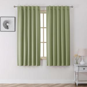 Chyhomenyc Dot Sage Green Blackout Curtains for Bedroom 63 Inch Length 2 Panels Set, Thermal Insulated Energy Saving Noise Reducing Rod Pocket Back Tab Window Curtain Drapes, Each 40Wx63L