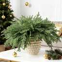 DN DECONATION Artificial Christmas Norfolk Pine Stems, Faux Pine Branches 22.4" 12PCS - Real Touch PE Greenery Fake Pine Needles for Vase Arrangements, Winter, Holiday Indoor Outdoor Home Decor (Set of 12, Green57)