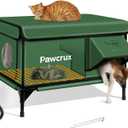 Weatherproof Heated Cat House for Outdoor in Winter, Heated Cat Bed Kitty Shelter with Cat Heating Pad, Insulated & Safe Escape Door, Warm House for Outside Stray Cat (Green, 17"x25"x17")
