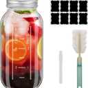 64 OZ with scale Large Wide Mouth Mason Jars with Lids, Heavy Duty Glass Airtight Storage Canning Jar and Band Half Gallon / 2 Quart (3)