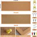 DoubleFill 12'' x 36'' Cork Bulletin Board Framed Large Wall Mounted Corkboard with Installation Kit, Push Pins for Home and Office Decor, School Message or Vision Background(Brown)