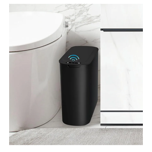 TIPGO Automatic Motion Sensor Bathroom Trash Can with Lid, 2.6 Gallon Touchless Trash Bin, Smart Garbage Can Plastic Slim Wastebasket for Bedroom, Office, Dorm (Black)