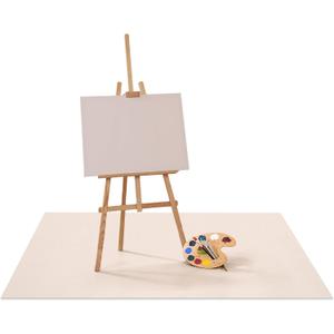 Drydiet 55x55 Inch Extra Large Craft & Painting Floor Mat - Waterproof Non-Slip PVC Art Rug, Floor Protector for Easel Painting Pottery Messy Projects, Washable Roll-up Spill Mat(Apricot, Plain)