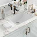 Undermount Bathroom Sink Rectangle, Hugsleek Interior Bowl Size 18.3 x 12.3 inch White Porcelain Ceramic Vessel Sink Under Counter Exterior Size 20x14in Rectangular Bath Sink Basin Lavatory Fireclay