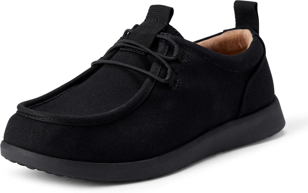 Amazon Essentials Men's Canvas Moc Toe Loafer (Black)