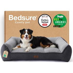 Bedsure SupportMax XL Pro Orthopedic Dog Beds Large Sized Dog - Extra Thick Supportive Dogs Couch with Waterproof Washable Cover, Extra Large Comfort Pet Sofa with Sherpa & Nonskid Bottom, Grey, 45"