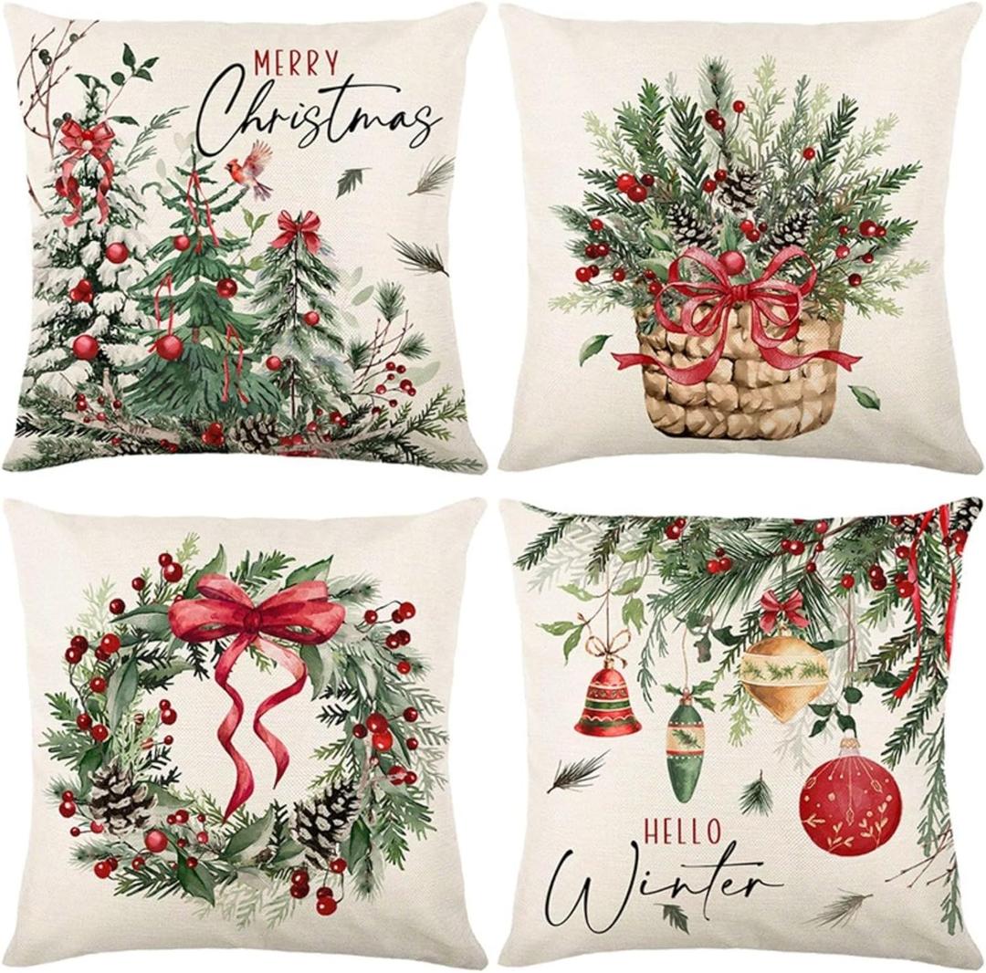 Christmas Wreath Pillow Cover (29.5" x 19.3" (Pack of 1), Jym523-2)