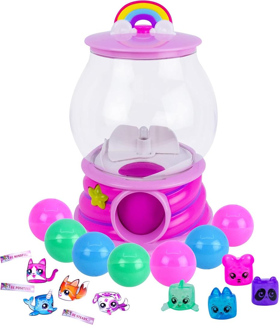 Gumball Magic Gumball Machine Toy  Interactive Light Up Surprise Machine with 7 Gumball Reveals, Squishy Fidget Toys, Puffy Stickers & Positive Affirmations, Collectible Toy for Kids Girls Boys 410
