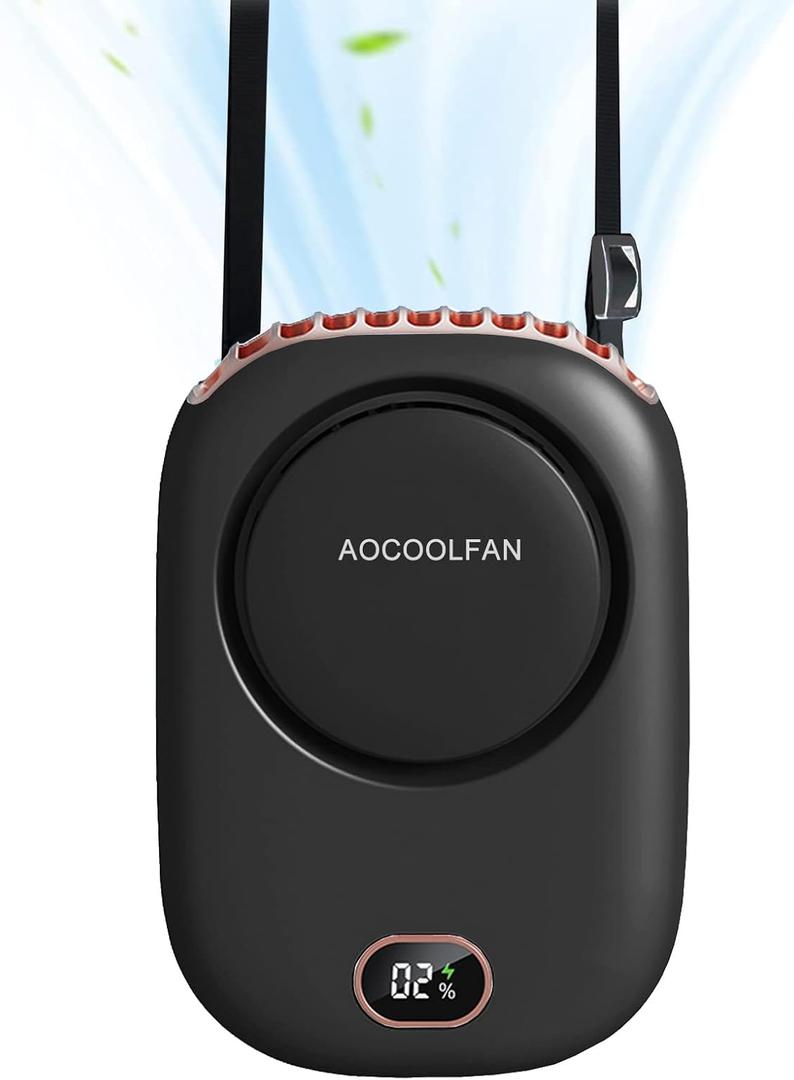 Portable Neck Fan, Mini Small Personal Handheld Fan USB Rechargeable 3 Speed for Girls Boys Woman Eyelash Travel Home Office Outdoor (Black)