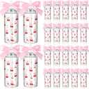 24 Pcs Cherry Bow Plastic Cups Coquette Aesthetic Cup with Lids and Straws 14 oz Reusable Cute Plastic Tumbler with Ribbon for Birthday Bridal Wedding Party Supplies(Pink,Red)