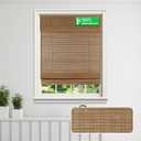 CALYX INTERIORS Cordless Bamboo Roman Shade Blind, Light Filtering, 25" W x 64" H, Ceylon Chestnut