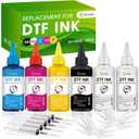 Premium DTF Ink 600ML- DTF Transfer Ink for PET Film, Refill for DTF Printers Epson ET-8550, XP-15000, L1800, L805, R1390, R2400, Heat Transfer Printing Direct to Film (100ml x 6, CMYK Wh) (2 White,Cyan,Magenta,Yellow,Black)