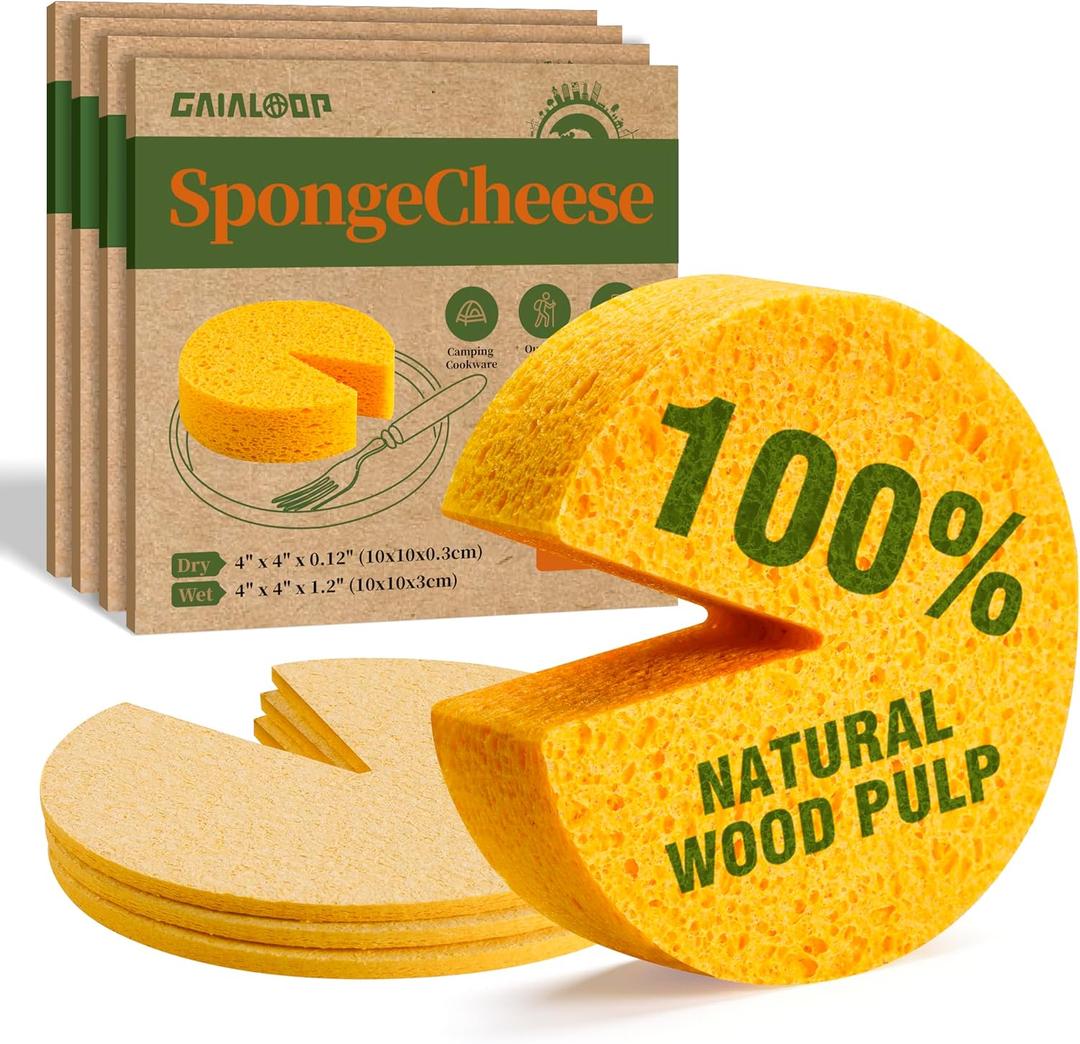 2 x Pop-Up Cleaning Sponge, Cellulose Sponges Extra Thick - Gobbles Up Stubborn Grime, Cleans Curved Edges & Corners, Heavy-Duty Eco-Friendly(4 Pack)
