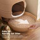 Hidden Cat Litter Box with Faux Plant & Scoop, Drawer Decorative Litter Box Enclosure with Odor Controlled Carbon Filter, Effortless Refilling, Scooping & Cleaning, Leak-Proof Design, Sandblasted, 19.7"(d) x 19.3"(H)
