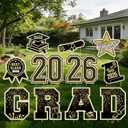 Graduation Yard Signs Class of 2026-11PCS Congrats Grad Lawn Decorations with Stakes,Graduation Decorations Yard Signs,Graduation Party Supplies, Large Outdoor Decor for High School & College (Gold)