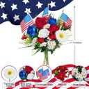 HUAESIN Memorial Day Flowers for Cemetery Artificial Cemetery Flowers for Grave Silk Red White and Blue Flower with Flags Patriotic Flowers for 4th of July Home Table Entryway Decor