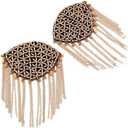 Shoulder Epaulet Punk Epaulettes Badge Epaulettes Brooch Pin Patches Shoulder Jewelry Costume Accessories Tassel Fringe Appliques Rhinestones Beaded Embellished by The Pair (Gold)