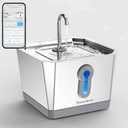 Amunrbrek Wireless Cat Water Fountain, 3.5L Stainless Steel, Smart App & Motion Sensor Control, Battery Operated, Silent Pump, Low Water Alert & Drinking Tracking