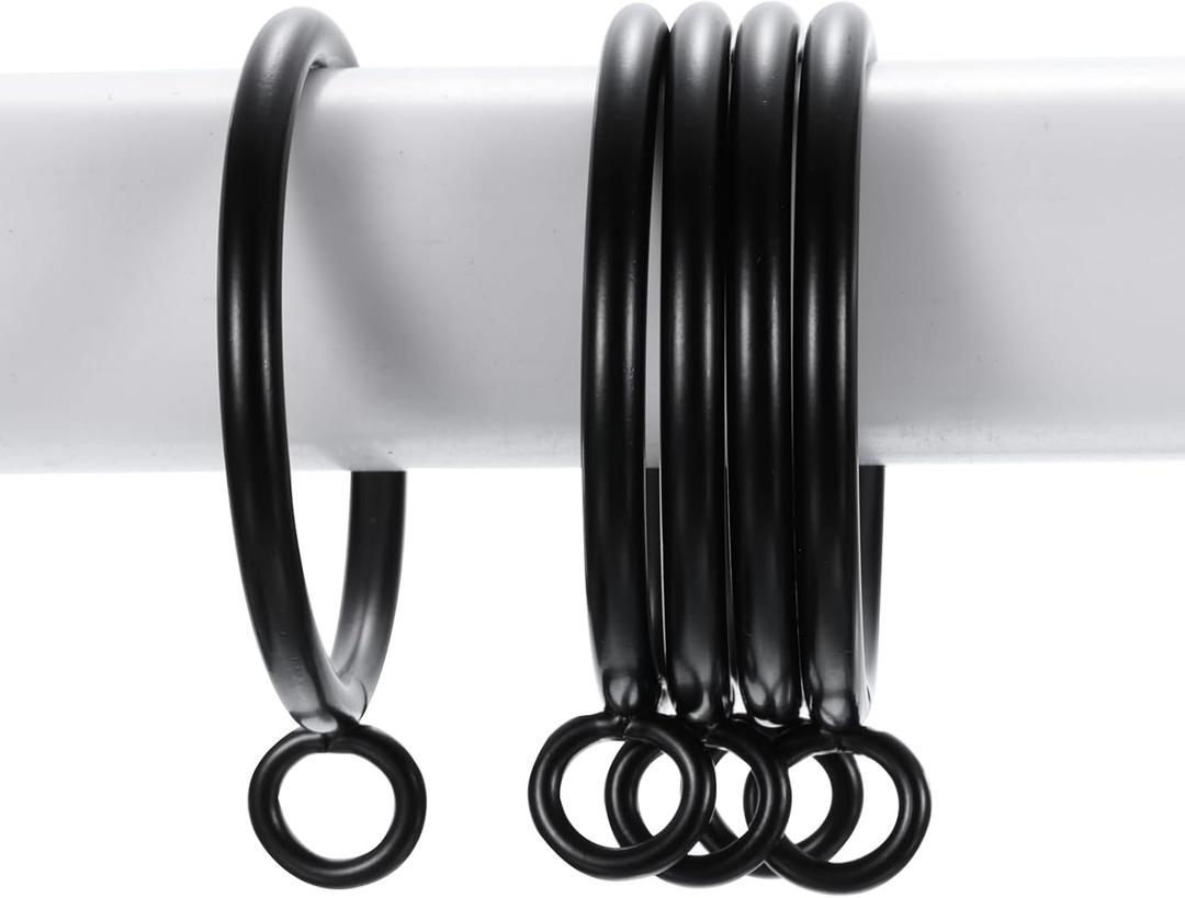 uxcell  Openable Curtain Rings Metal Eyelet Hangers Ring 1.2 inch Interior Diameter for Drapery Curtain Rods Black