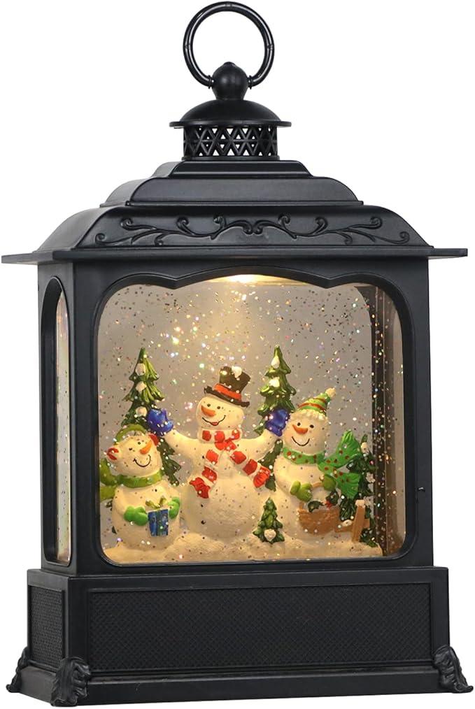 Eldnacele Musical Snow Globe Lantern with Timer, Lighted USB/Battery Operated Swirling Singing Water Glittering Lantern, Snow Globes for Adults and Kids Christmas Decoration Snowman