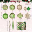 Hollyone Green and Champagne Christmas Balls Ornaments Set, 50pcs Large Glitter Shatterproof Christmas Snowflakes Ornaments Bulk Decoration Hanging Ball for Xmas Tree Wreath Garland Wedding Home Decor