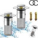 Bathroom Sink Drain Strainer, Pop-up Sink Drain Strainer with Removable Stainless Steel Strainer Basket Hair Catcher, Bathroom Sink Strainer for Bathroom Sink Stopper Replacement(2PCS)