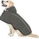 Mile High Life Dog Raincoat, Adjustable Waterproof Pet Rain Jacket, Reflective Hooded Poncho for Small Medium Large Dogs, Lightweight Breathable Pet Rain Coat (Dark Gray,M Chest 22"-28")