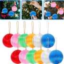 PRETYZOOM Colorful Silk Thread Ball Christmas Ornaments Pendant 1.57 Inch Decorative Balls for Holiday Tree and Party Decorations