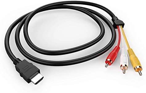 Xsusmdom HDMI to RCA Cable, 1080P 5ft/1.5m Male to Male 3RCA Component AV Adapter Cable One-Way Transmission from HDMI to RCA (NO Signal Conversion Function) Connector Transmitter for TV HDTV