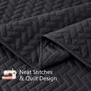 Maple&Stone Quilt Set Queen Size, Lightweight Black Bedspread Ultrasonic Chevron Pattern Light Coverlet for All Season Comforter Bedding Decor - 3 Piece Full Bed Cover Sets (Full/Queen (90'' x 96''))