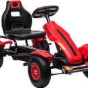Aosom Kids Pedal Go Kart, Outdoor Ride on Toys with Adjustable Seat, Sharp Handling, Handbrake, 4 Non-Slip Rubber Wheels for Boys & Girls Aged 5-12 Years Old, Red