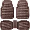 CAR PASS Heavy Duty Rubber Car Mats, Deep Dish All-Weather Floor Mat for Car Full Set Durable Anti-Slip 3D Rhombus Waterproof Trim to Fit Liner Universal Fit Automotive,Sedan,SUV,Truck, 3 Piece Brown