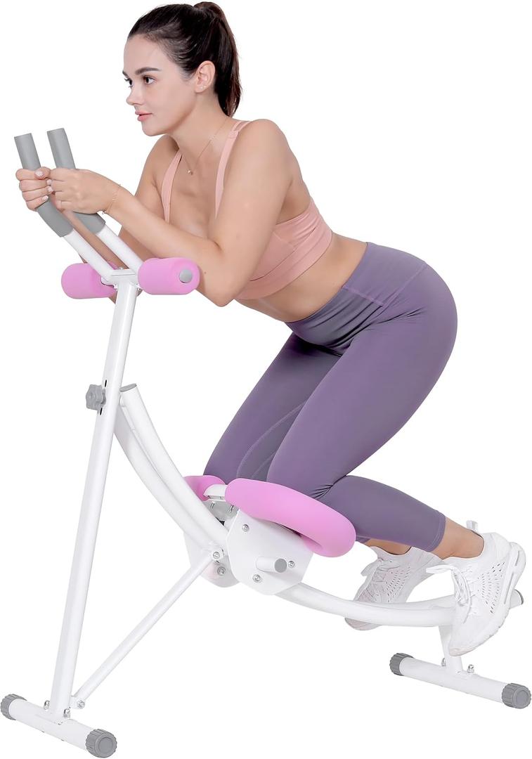 LanPavilion Ab Workout Equipment, Ab Machine with Height Adjustable and Stability, Ab Workout Equipment Home Gym Coaster for Stomach at Office with LCD Display-Christmas Gift Choice, Pink