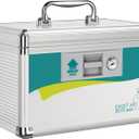 Glosen Medication Lock Box with Key, 2-Layer Medicine Lock Box with Meds Tray, Portable First Aid Box with Handle for Home, Travel(10x6.7x6.7Inch)