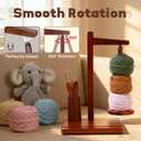 Walnut Wooden Yarn Spinner Holder with Phone Stand & Crochet Hook Storage