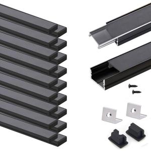 VST 20pack 3.3ft LED Channel, U Shape Led Diffuser Channel, LED Aluminum Channel System with Black Cover, End Caps and Mounting Clips, Aluminum Profile for LED Strip Light Very Easy Installation (3.3 FT 20 pack)