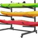 VEVOR Kayak Storage Rack, Heavy Duty Adjustable Freestanding Stand with Lockable Wheels for Indoor Outdoor Garage Shed Dock, Holder for Canoe, SUP, Surfboard & Paddleboard
