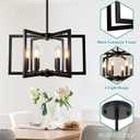 6-Light Black Chandelier, Farmhouse Dining Room Light Fixture, Large Modern Chandelier, Geometric Industrial Metal Hang Lighting Fixture for Foyer Entryway Kitchen Over Table Hallway Living Room