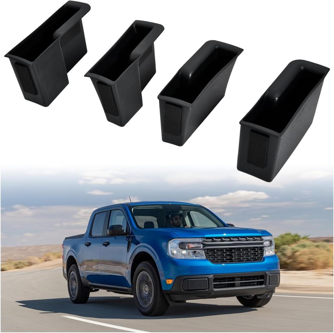 Door Side Storage Box for 2022-2026 Ford Maverick, Door Side Armrest Tray Phone Pocket Grab Handle Organizer Insert Glove Pallet for 2022-2026 Ford Maverick Interior Accessories (4PCS)