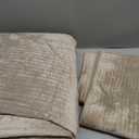 EverGrace Velvet Quilt Set Queen Size, Luxurious Soft Quilted Bedding Sets, Lightweight Velvet Comforter for All Season, Striped Channel Bedspread Coverlet with 2 Shams, Urban Taupe