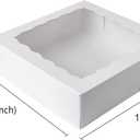 ONE MORE 10inch White Natural Bakery Pie Boxes With PVC Windows,Large Cookie box 10x10x2.5inch 12 of Pack