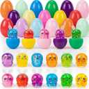 12 Pack Easter Bunny Stress Balls Toys Squishy Squeeze Toys Easter Basket Stuffers with 12 PCS Plastic Easter Eggs for Kids Girls Boys Party Favors Gifts