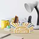 Hello Sunshine Pen Holder for Classroom Office Desk, Boho Classroom Decor, Retro Hello Sunshine Gifts Makeup Brush Toothbrush Holder Organizer for Bathroom Desk Accessories