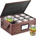 32 oz Mason Jar Storage Containers - Sturdy Canning Jar Storage Boxes Organizer, Foldable Carrier Bag with Handles and Dividers, Holds 12 Quart Mason Jars, Home Canning Supplies (Quart)