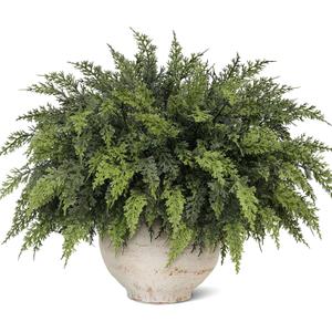 Juxdp Real Touch Christmas Cedar Branches-18 Inches, Artificial Cedar Branch Faux Greenery Plants Stem Fake Pine Picks for Vase DIY Crafts Garland Wreath Xmas Indoor Outdoor Decor (24 Pcs)