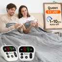 Mia&Coco Heated Blanket Queen Size -84"x90" Dual Control Flannel Electric Blanket,10 Heat Levels,10-Hour Auto-Off,Fast Heating,Overheat Protection, Soft Heating Blanket for Home and Office (Gray) (Grey)